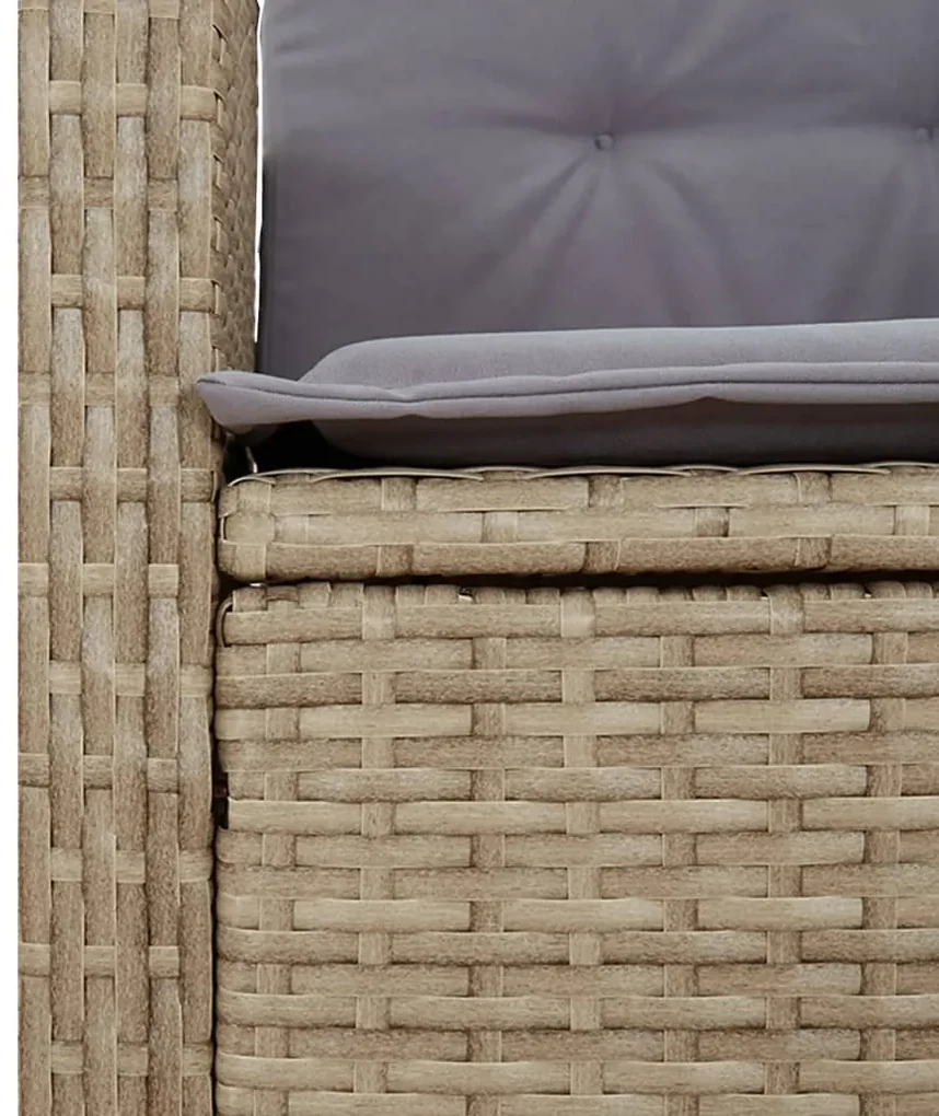 Set da pranzo da giardino 2 pz con cuscini beige in polyrattan