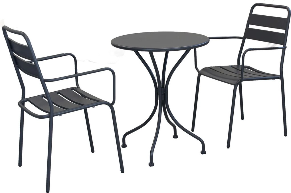 ROMANUS - set tavolo in metallo cm Ø 60 x 71h con 2 poltrone Romanus