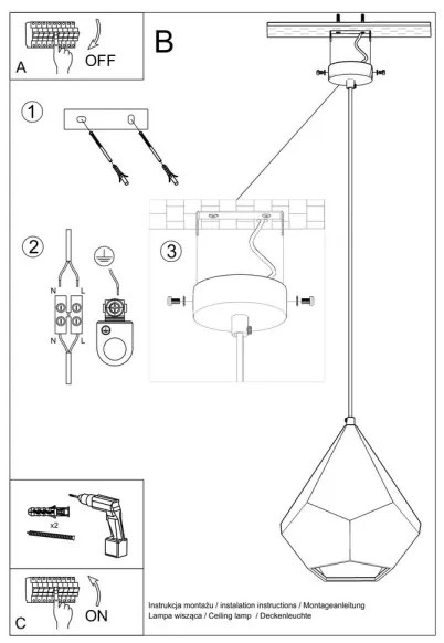 Lampadario su filo PAVLUS 1xE27/60W/230V
