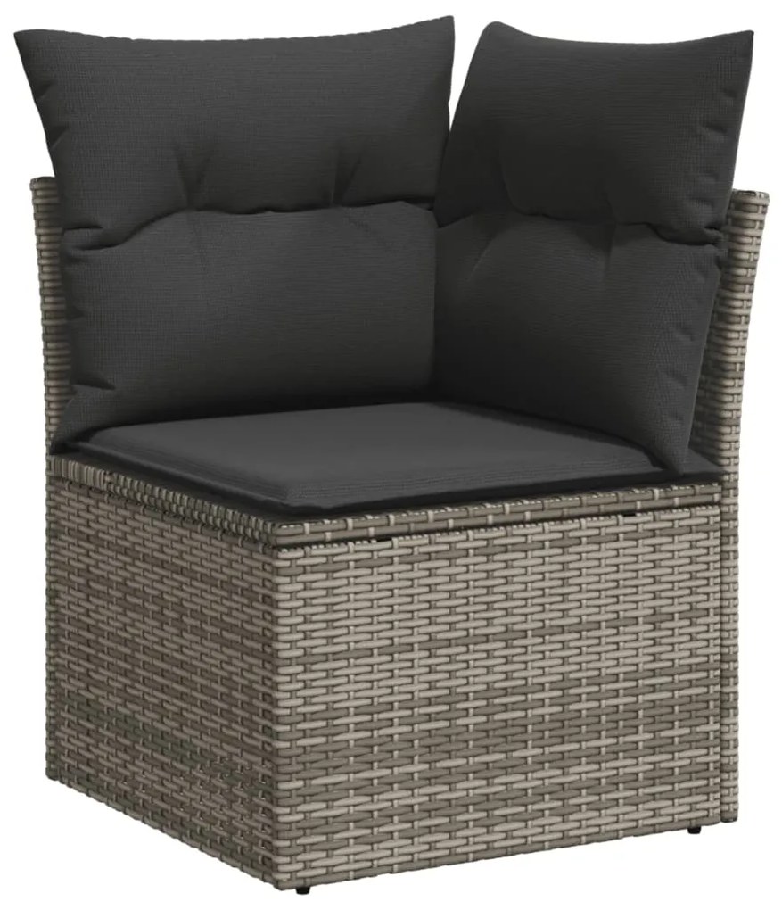 Set divani da giardino 14pz con cuscini in polyrattan grigio