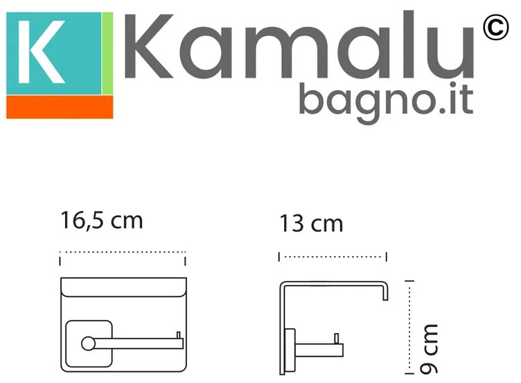 Kamalu - portarotolo design moderno in acciaio inox nero opaco | clode-n