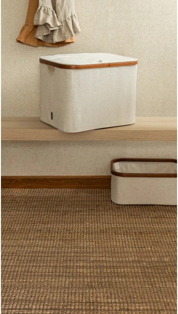 Scatola con coperchio color crema in tessuto 40,5x33x30 cm Bamboo/Linen – Bigso