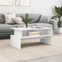 Tavolino da Salotto Bianco 90x55x42,5 cm in Legno Multistrato 834278