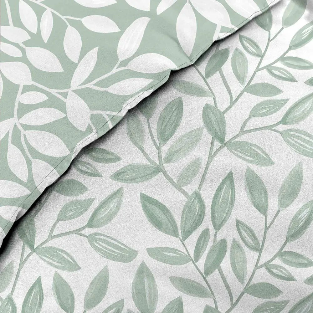 Set copripiumino e federa bianco/verde in microfibra per letto matrimoniale ed esteso 240x220 cm Sequoia – douceur d'intérieur