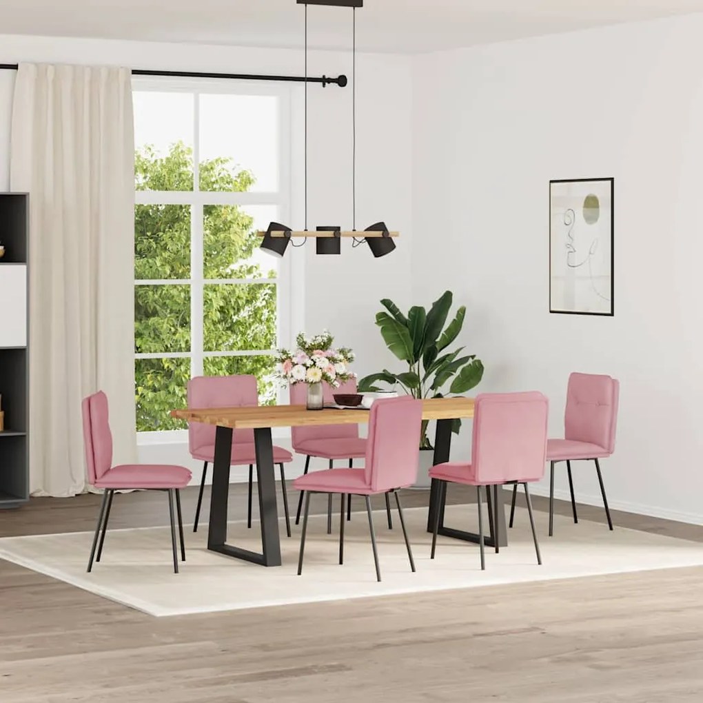 Sedie Da Pranzo 6 Pz Rosa İn Velluto /