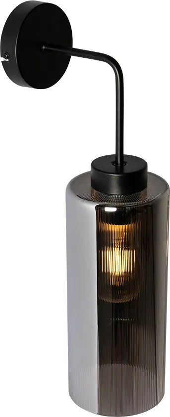 Lampada da parete smart nera con vetro fumé incl. WiFi ST64 - Laura