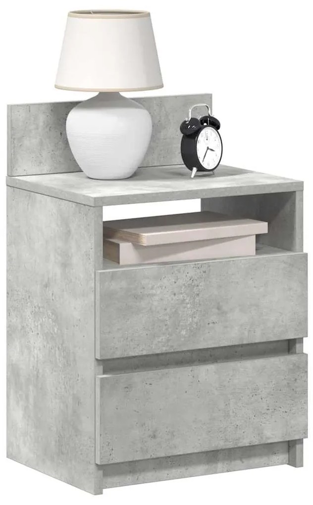 Comodino Con 2 Cassetti Grigio Cemento 40x33x60 Cm /