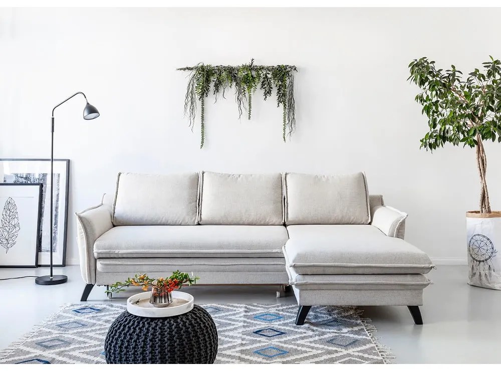 Divano letto angolare beige chiaro, angolo destro Charming Charlie - Miuform