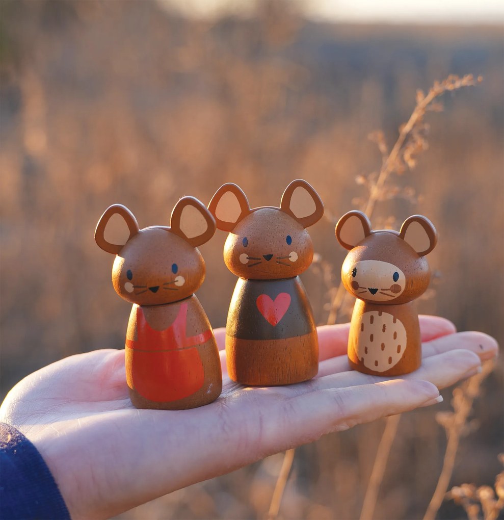 Tender Leaf - Mulino a vento in legno con topolini