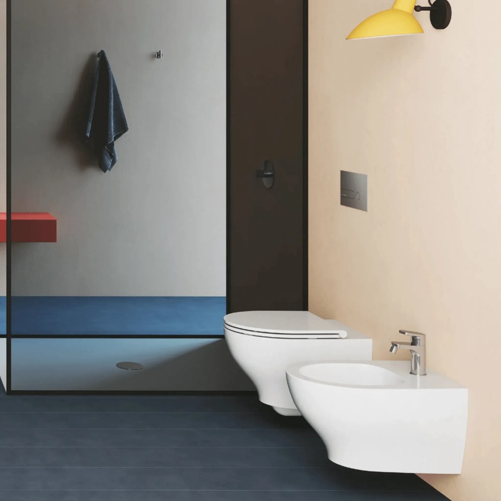 Coppia Di Sanitari Sospesi Azzurra Ceramica Bianco Lucido "Pratica"