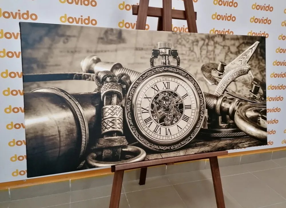 Quadro su tela – Orologi del passato in seppia