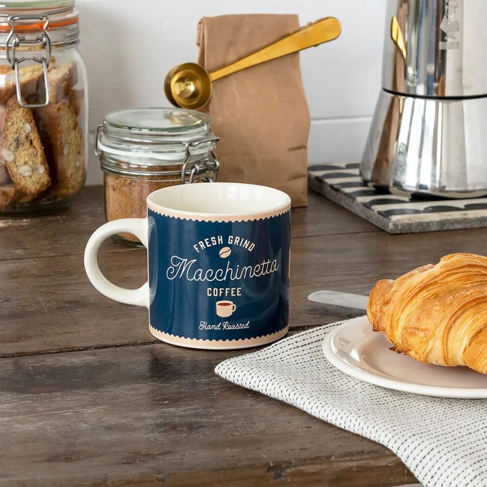 Tazza blu scuro/color crema in ceramica 350 ml Macchinetta – Rex London