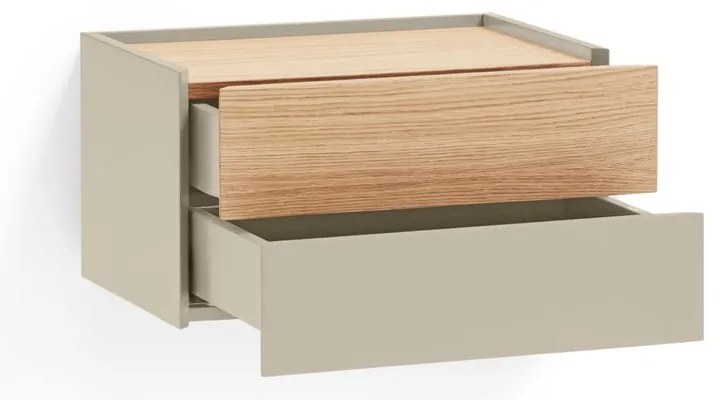 Comodino beige/tonalità naturale con decoro in rovere Otto - Teulat