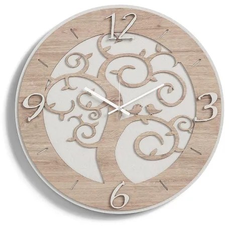Orologio da parete D50 ALBERO DELLA VITA moderno in legno laminato TTE