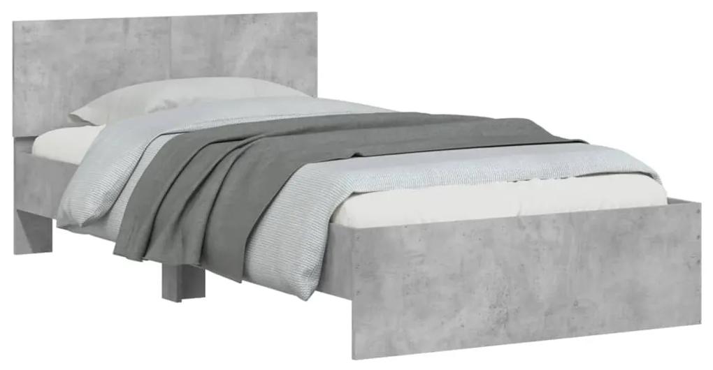 Giroletto con testiera e led grigio cemento 100x200 cm