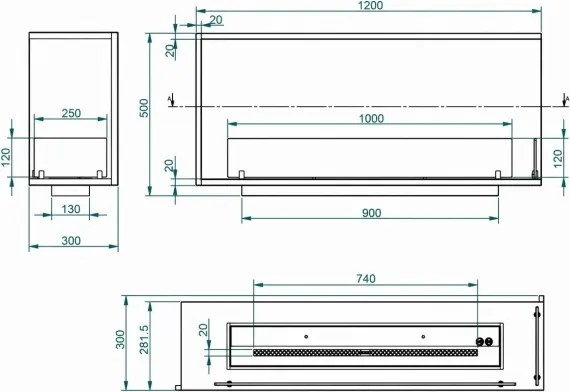 Camino a bioetanolo da incasso ad angolo biocamino angolare 120x50 URANO120 DX TOPLINE