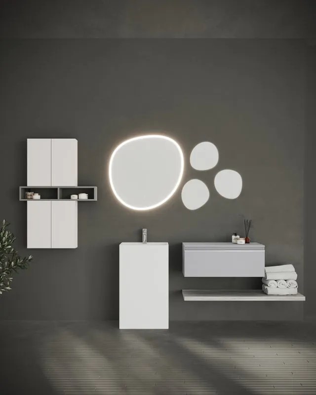 Specchio con illuminazione integrata bagno asimmetrico SPECCHIERE L 82 x H 72 x P 2.9 cm grigio / argento
