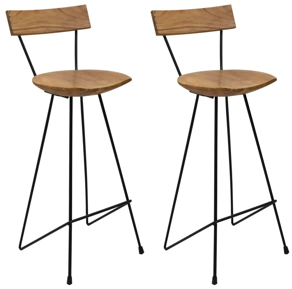Sgabelli Da Bar 2 Pz İn Legno Massello Di Teak /