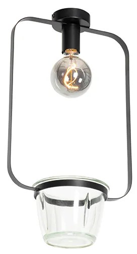 Plafoniera moderna nera con vetro rettangolare - Roslini