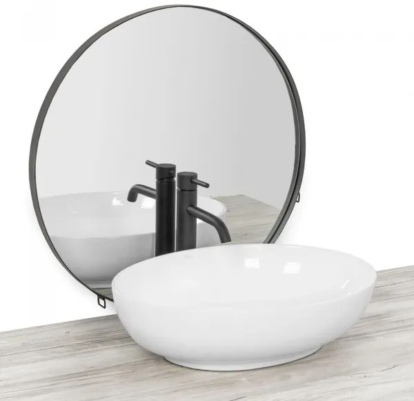REA-U8198 - Lavabo da appoggio CAROLA SLIM 39x51,5 cm ceramica/bianco lucido