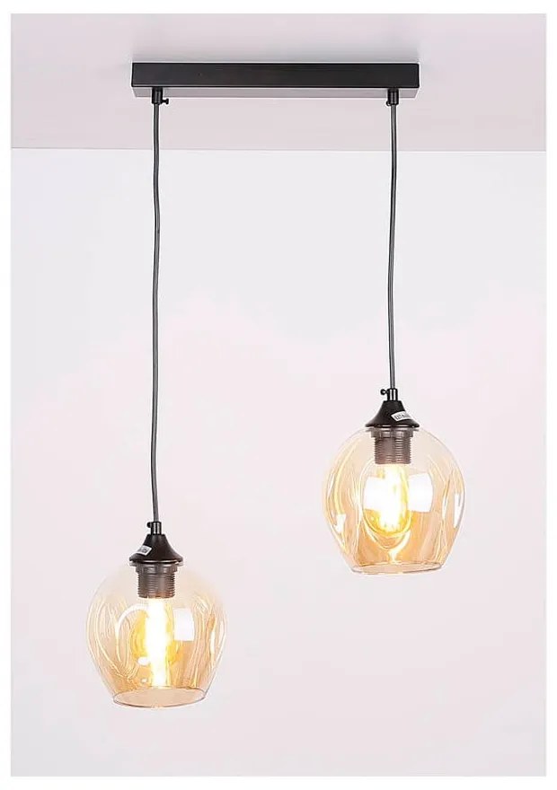 Lampada a sospensione nera con paralume in vetro 14x48 cm Aspa - Candellux Lighting