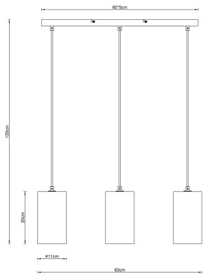 Globo 21002-3H - Lampadario a sospensione con filo OLLY 3xE14/25W/230V nero
