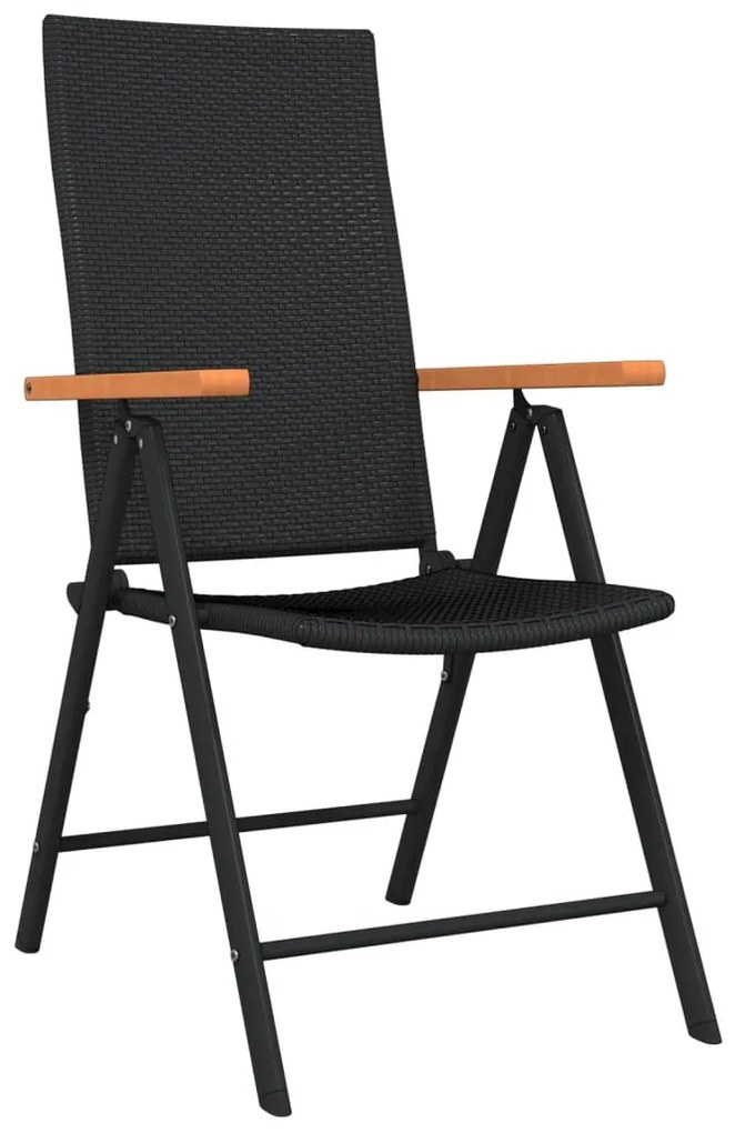 Set da pranzo per giardino 9 pz con cuscini nero