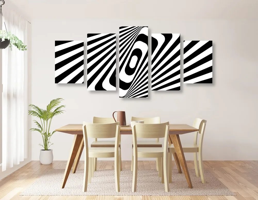 Quadri 5 pezzi – Illusione in bianco e nero