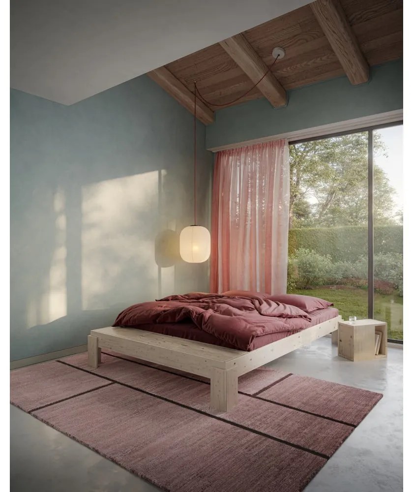 Letto matrimoniale di colore naturale in pino massiccio con rete inclusa 180x200 cm Layers – Karup Design