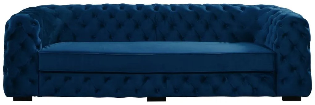 Divano 3 posti Chesterfield in velluto blu notte - STANLEY