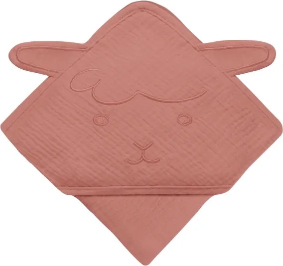 Lionelo - Asciugamano con cappuccio per bambini in mussola Rosso Corallo