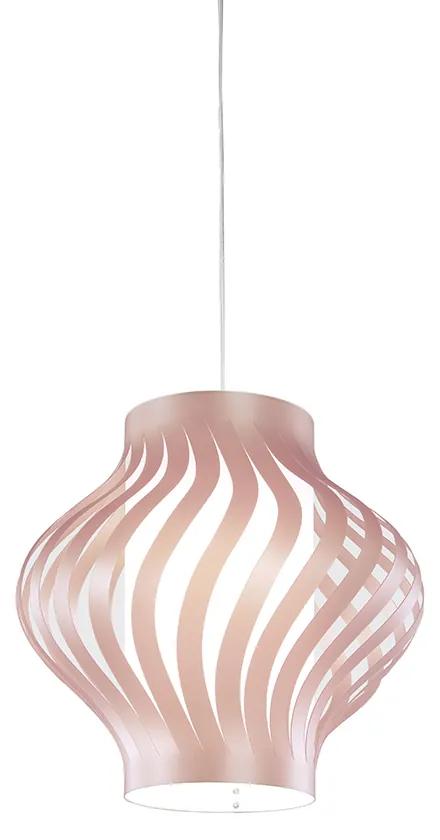 Sospensione Moderna 1 Luce Helios In Polilux Rosa Metallico H39 Made In Italy