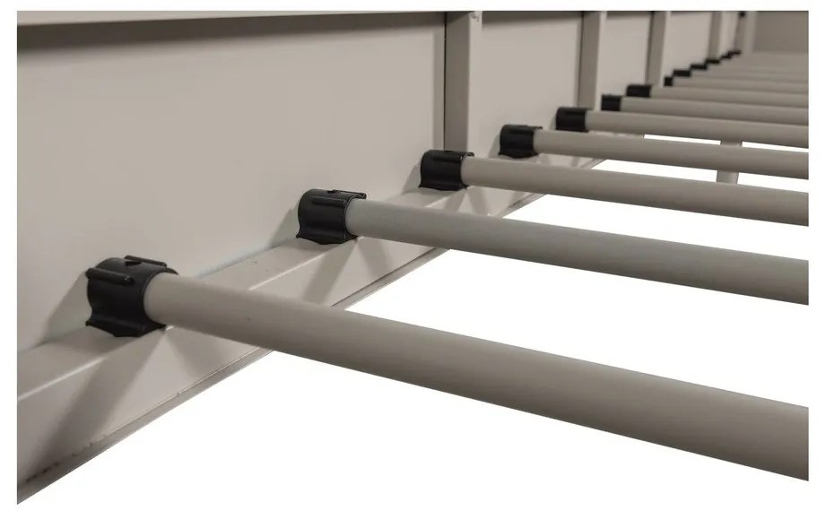 Letto singolo beige in metallo con rete inclusa 90x200 cm Mata – WOOOD