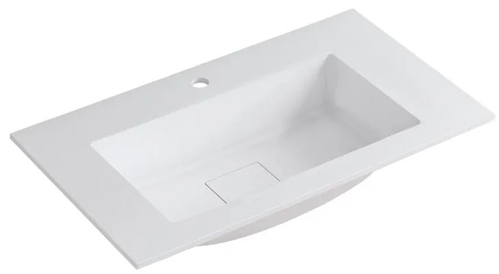 Lavabo a incasso rettangolare vasca centrale L 90.5 x H 15 x P 46 cm in resina bianco opaco