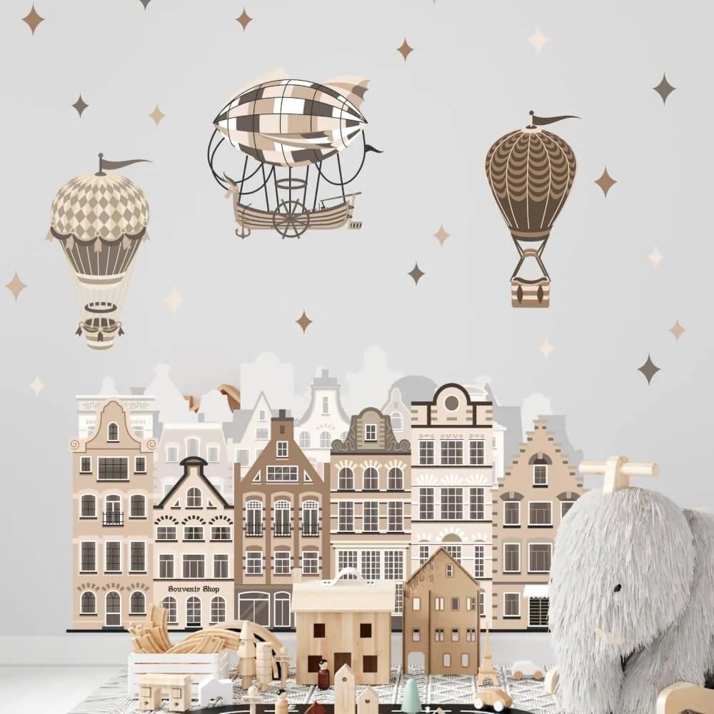 Adesivi murali - Case con palloncini di colore marrone | Inspio