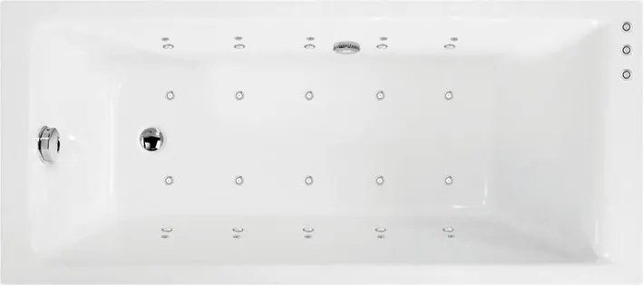 Vasca idromassaggio rettangolare bianco ,180, 80 cm, 16 bocchette,