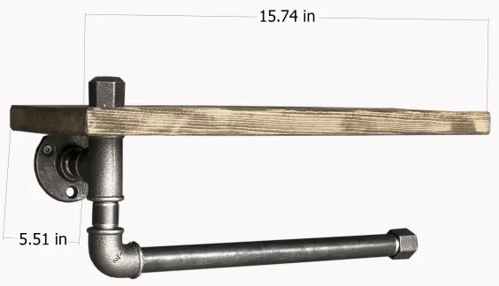 Mensola da parete con porta asciugamani BORURAF 16x40 cm abete/nero