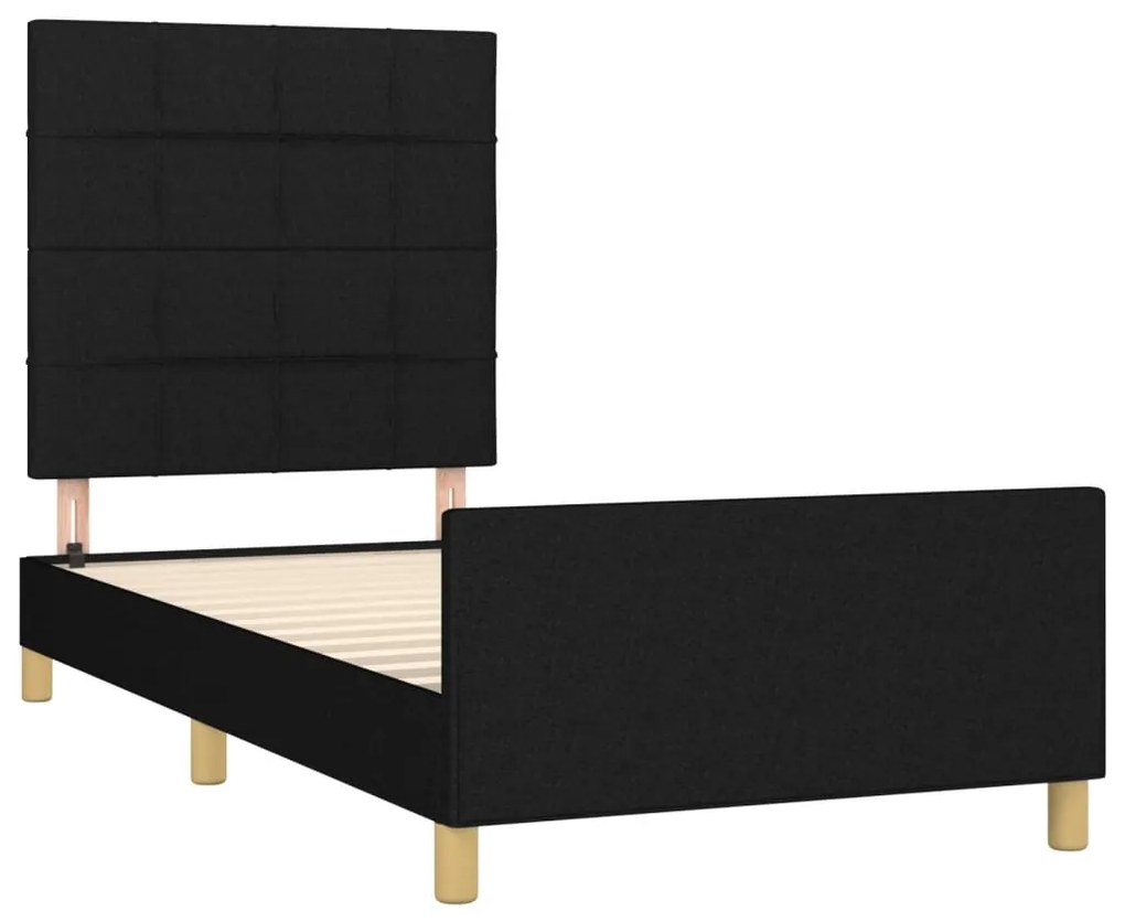 Giroletto con testiera nero 80x200 cm in tessuto
