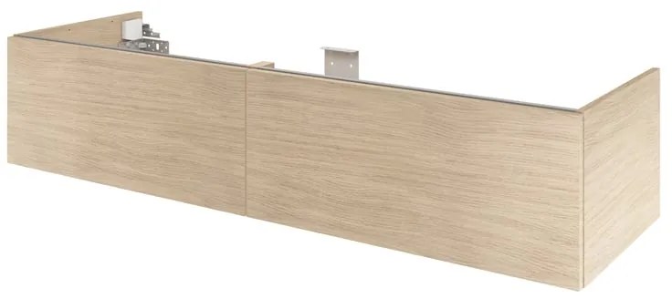 Mobile da bagno sospeso sotto lavabo L 150 x H 32 x P 48 cm rovere naturale, 2 cassetti Neo, con apertura push pull, Maniglie acquistabili separatamente
