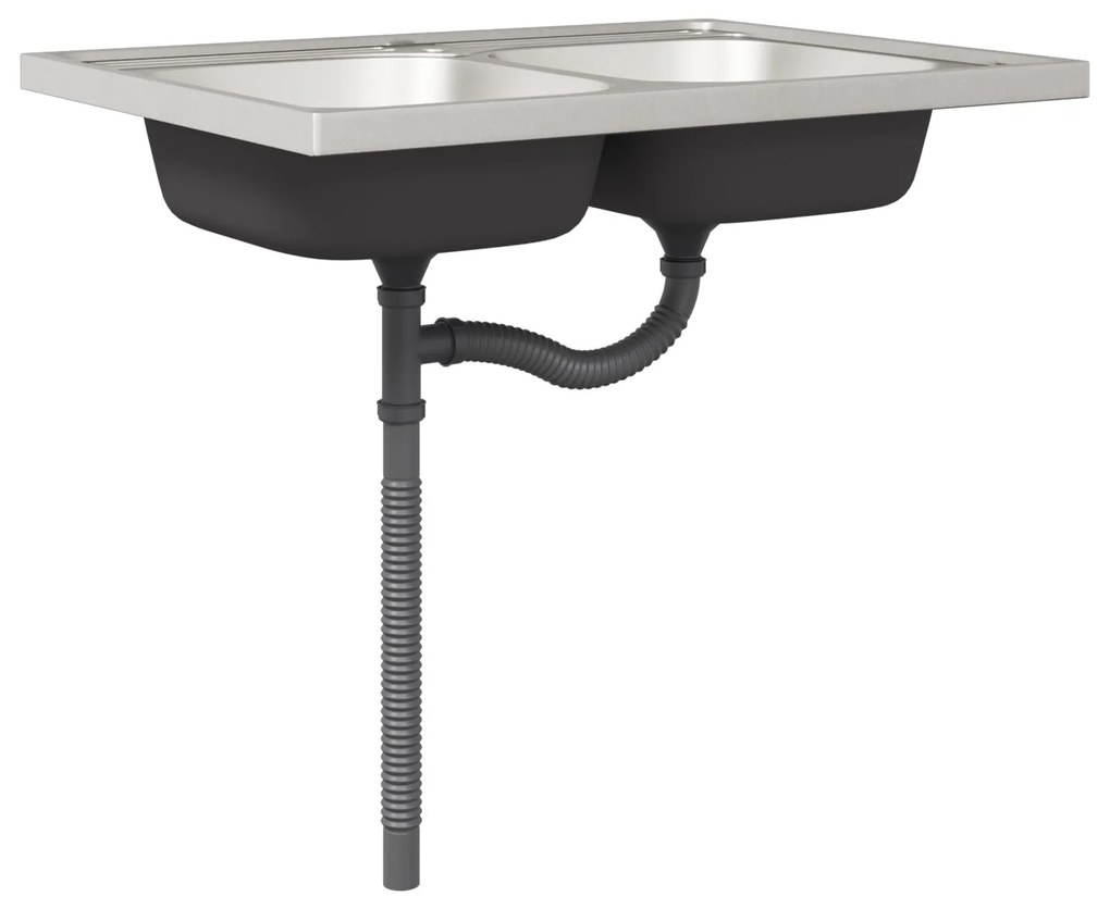 Armadio da cucina  ""lucca"" con doppio lavabo in legno di quercia ingegnerizzato