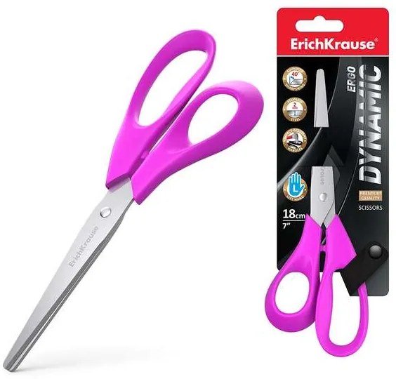 Forbici Erichkrause Dynamic 18 cm in acciaio inossidabile per mancini - Doppia affilatura - Resistenti alla corrosione - Manici ergonomici - Colori assortiti casuali