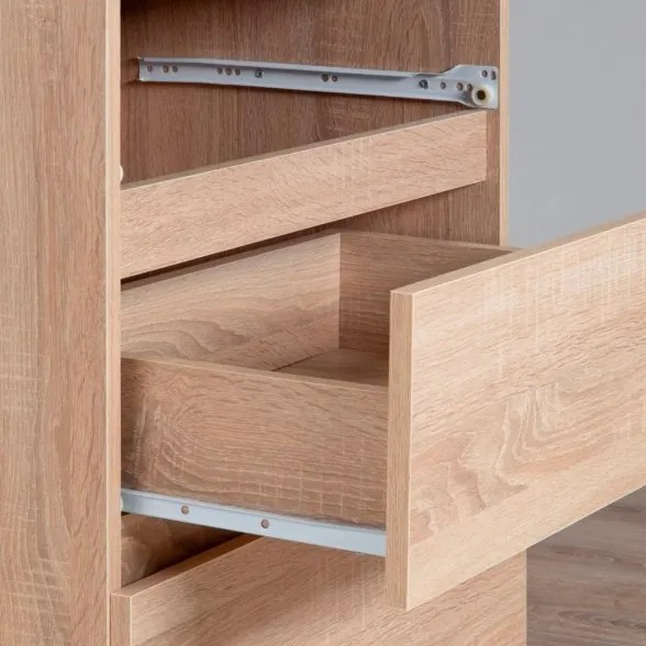 Scrivania Angolare 124 Cm Destra 3 Cassetti Rovere Sonoma Artika