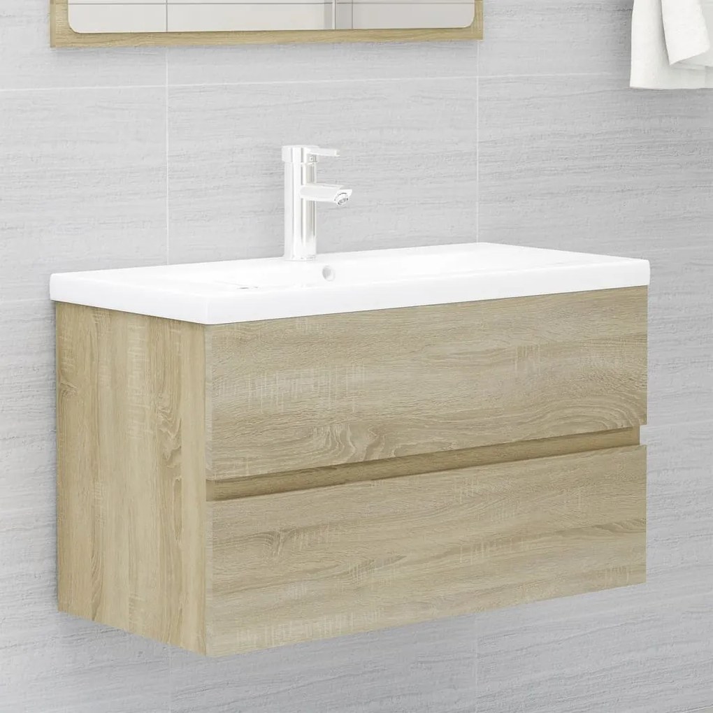 Mobile bagno con lavabo integrato rovere sonoma in truciolato