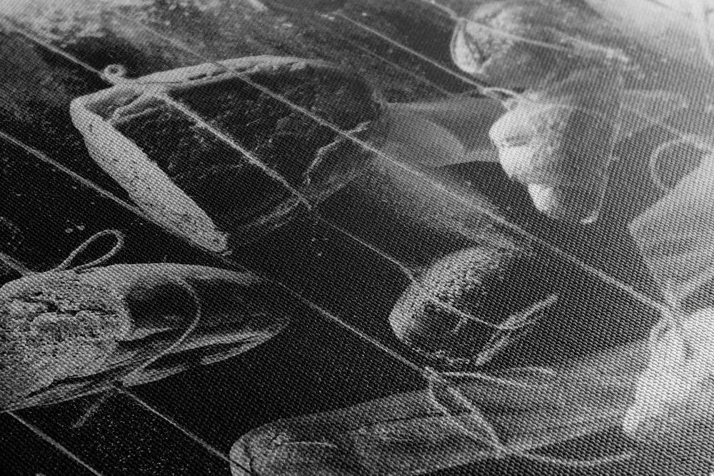 Stampa su tela – Pane appeso su corda in bianco e nero