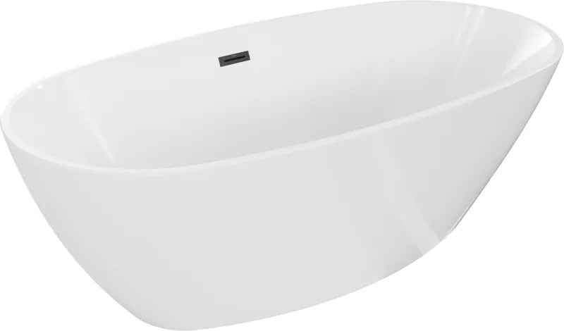 Mexen Eris vasca da bagno indipendente 180 x 80 cm, bianca, troppopieno nero - 53441808000-70