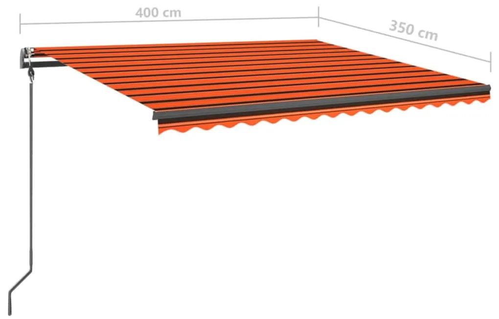 Tenda da Sole Manuale con LED 4x3,5 m Arancione e Marrone