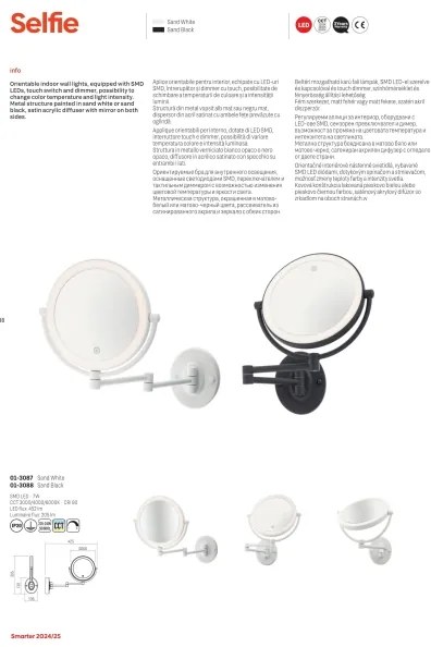 Redo 01-3087 -LED Dimmerabile Specchio cosmetico SELFIE LED/7W/230V 3000/4000/6000K bianco