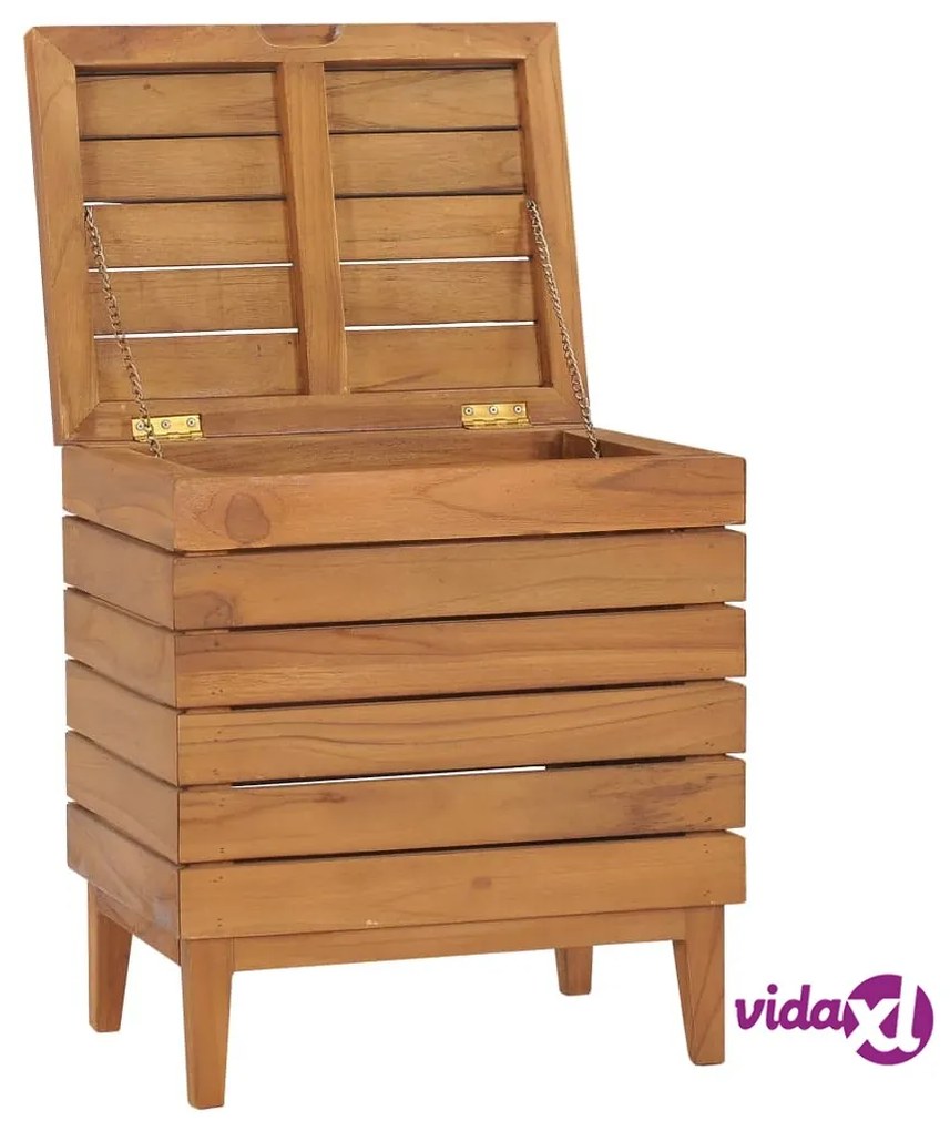 vidaXL Cesto Portabiancheria 40x30x45 cm in Massello di Teak