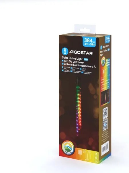 Aigostar - Catena solare LED 384xLED/13m IP65 multicolore