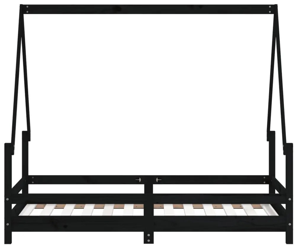 Giroletto per bambini nero 80x160 cm in legno massello di pino